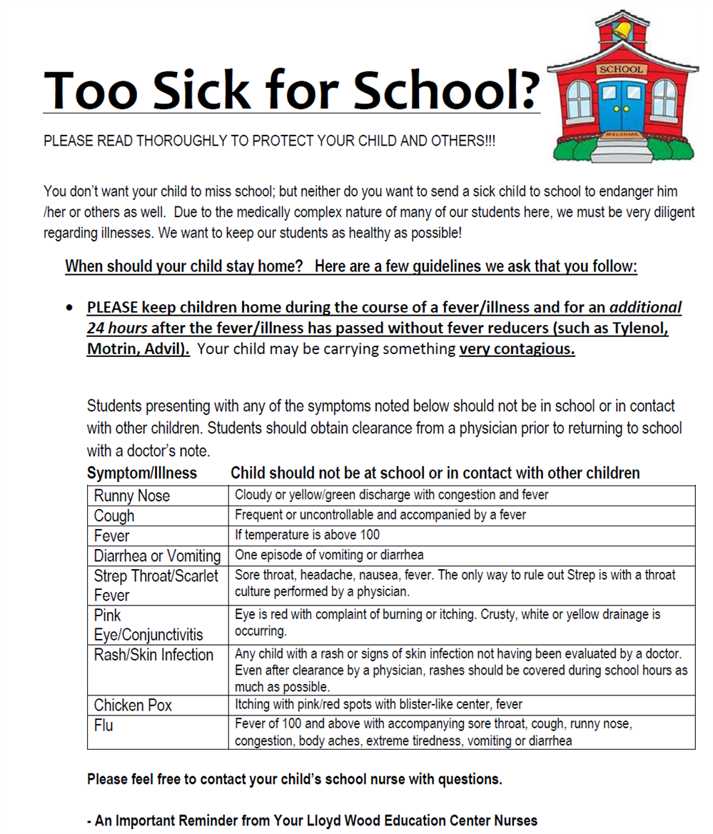 Too Sick for School Policy